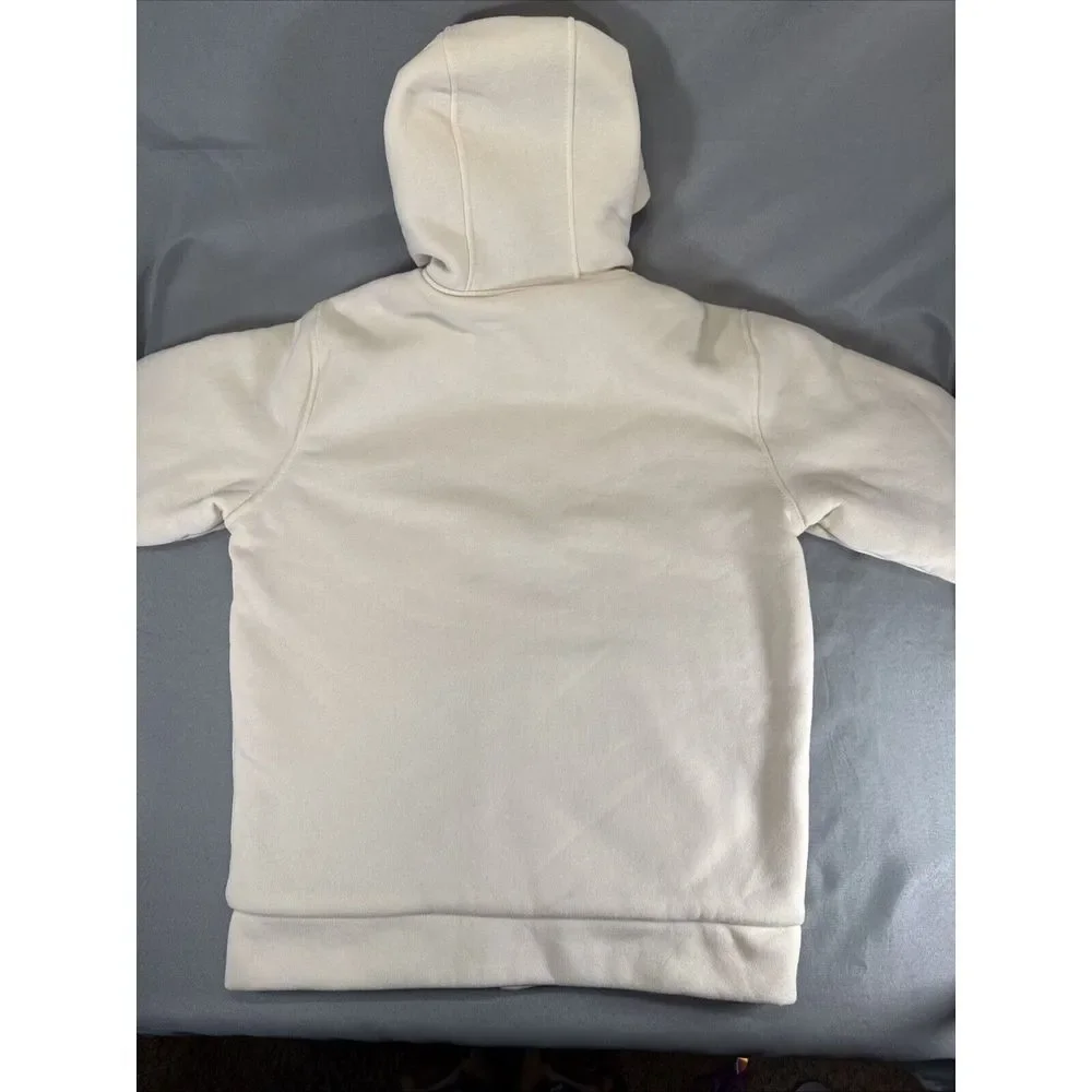 US Polo Assn Sz Medium Oatmeal Colored Sherpa‎ Fur Fleece Hoodie Jacket Pockets